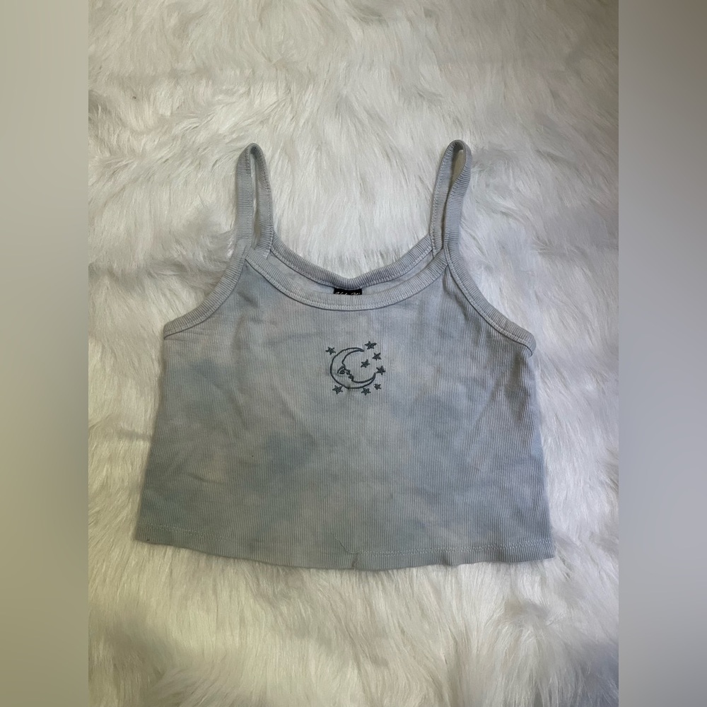 Cute Blue Moon Cropped Tank Top